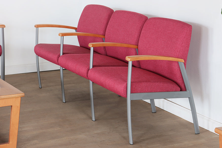Pink Triple Vintage Waiting Room Chair