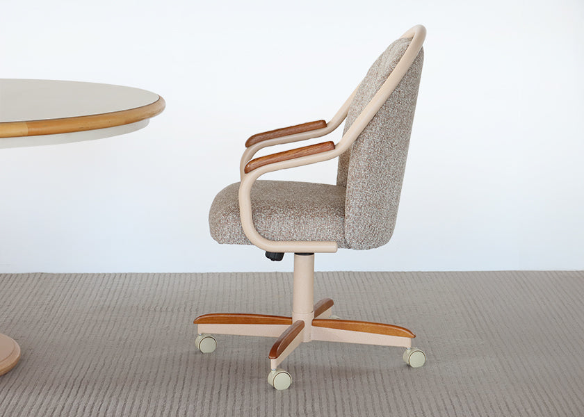 Beige And Oak Trim Dinette Chairs