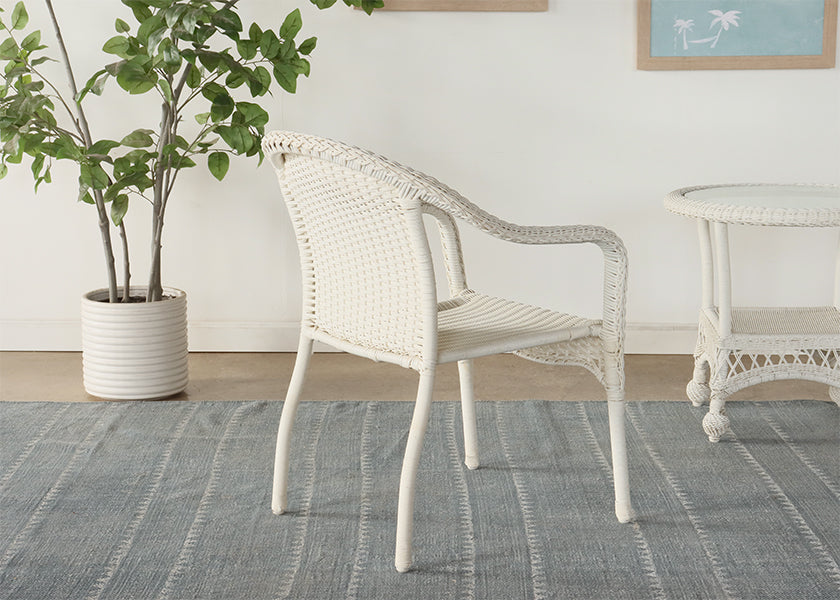 White Wicker Arm Chair
