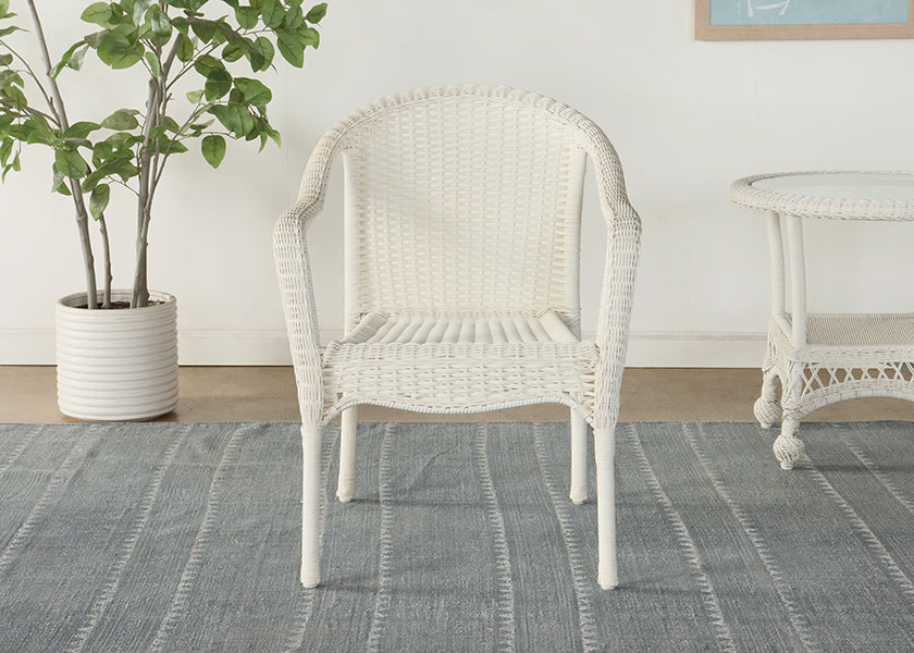 White Wicker Arm Chair