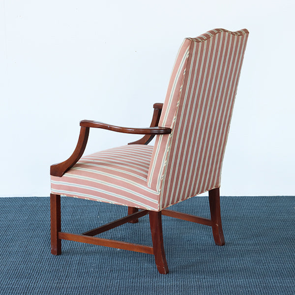 Vintage Pink and Cream Striped Arm Chair
