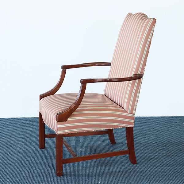 Vintage Pink and Cream Striped Arm Chair