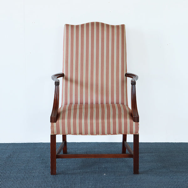 Vintage Pink and Cream Striped Arm Chair