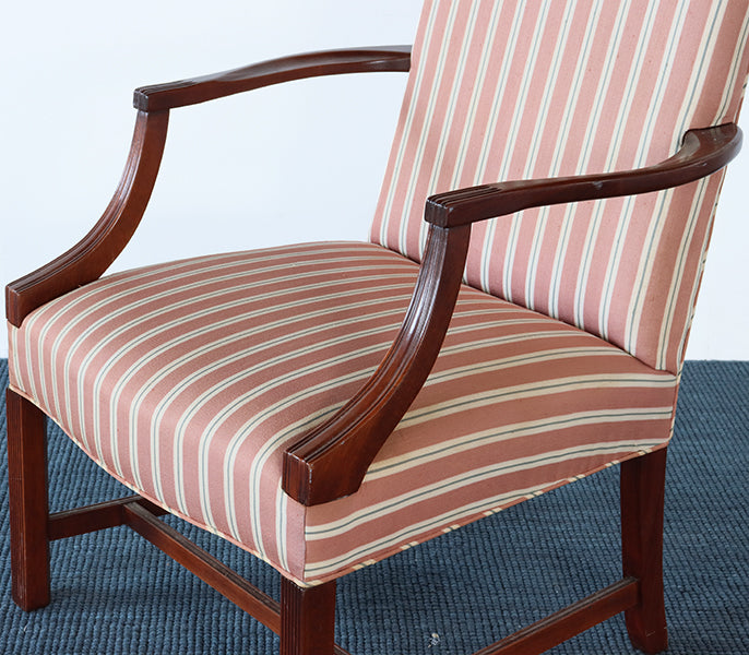 Vintage Pink and Cream Striped Arm Chair