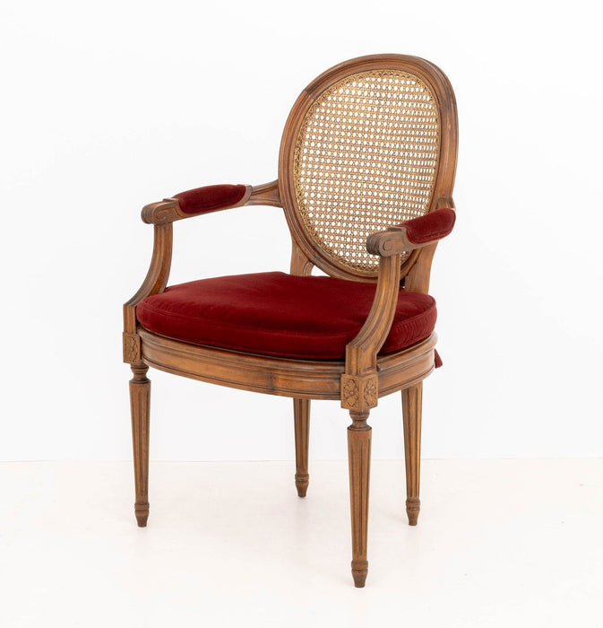 Louis XVI Red Velvet Arm Chair