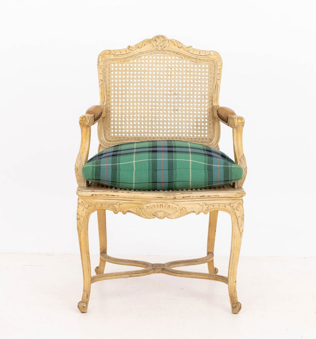 Louis XV Cane Paneled Arm Chair