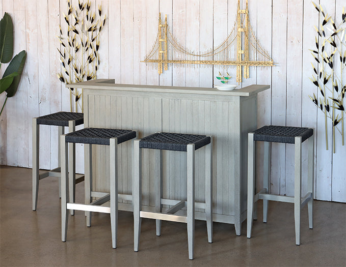 Grey Teak Outdoor Bar Cabinet