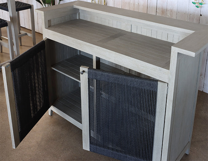Grey Teak Outdoor Bar Cabinet