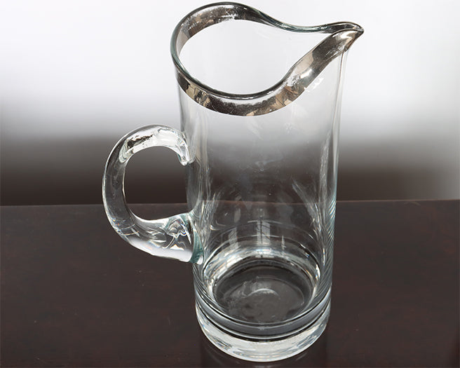 Glass Martini Pitcher with Silver Rim