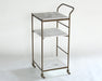 BARCART12 Antique Brass and White Marble Bar Cart