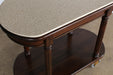 BARCART13 Mahogany Room Service Cart with Travertine Top