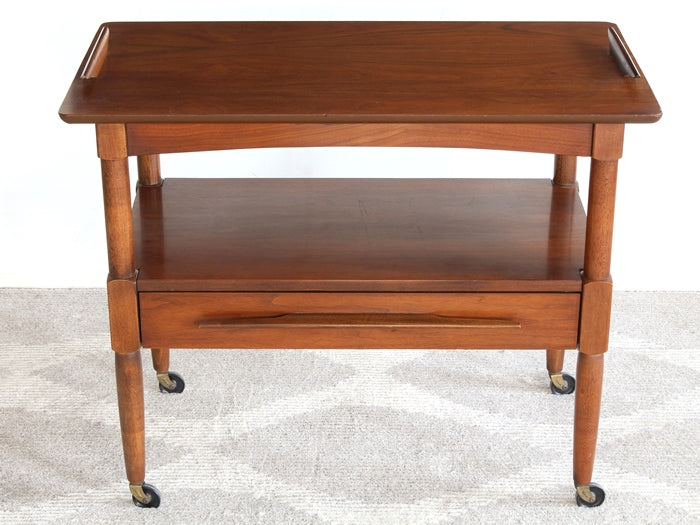 BARCART18 Mid-Century Walnut Serving Cart, Vintage 1950's 