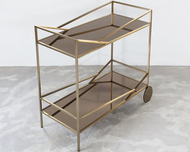 BARCART23 - Angled Brass Bar Cart