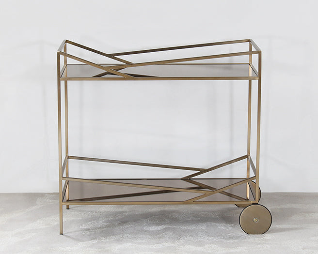 BARCART23 - Angled Brass Bar Cart