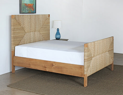 BED57 Holden Queen Bed in Teak and Rush