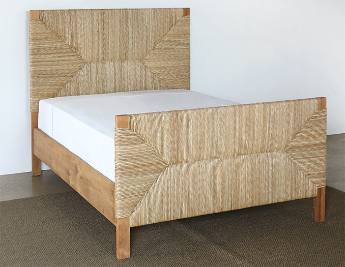 BED57 Holden Queen Bed in Teak and Rush