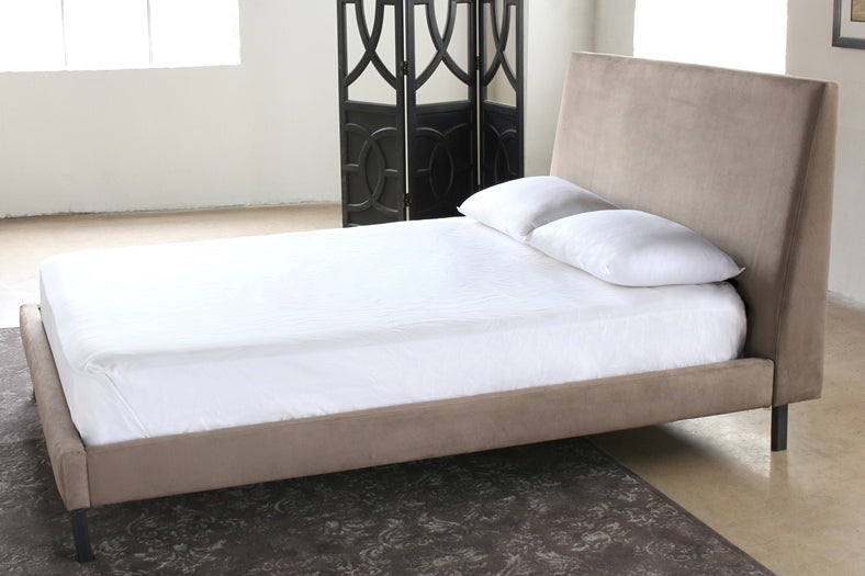 Tan Velvet Queen Bed