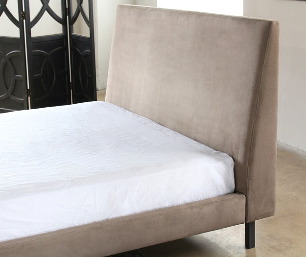 Tan Velvet Queen Bed