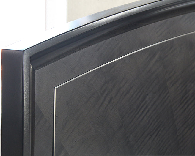 BED71 Black Maple King Bed with Metal Inlay