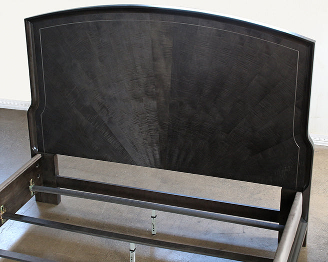 BED71 Black Maple King Bed with Metal Inlay