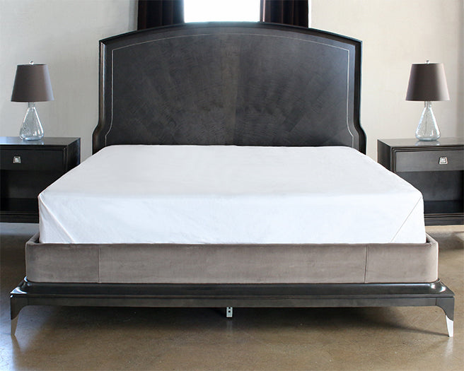 BED71 Black Maple King Bed with Metal Inlay