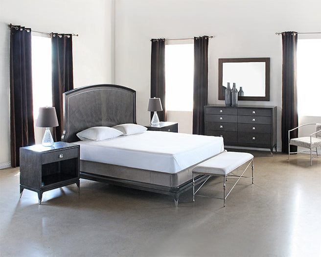 BED71 Black Maple King Bed with Metal Inlay