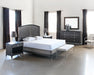 BED71 Black Maple King Bed with Metal Inlay