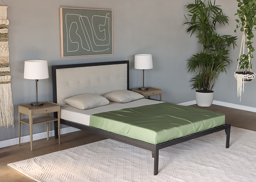 Natural Steel and Linen Parsons Style Queen Bed