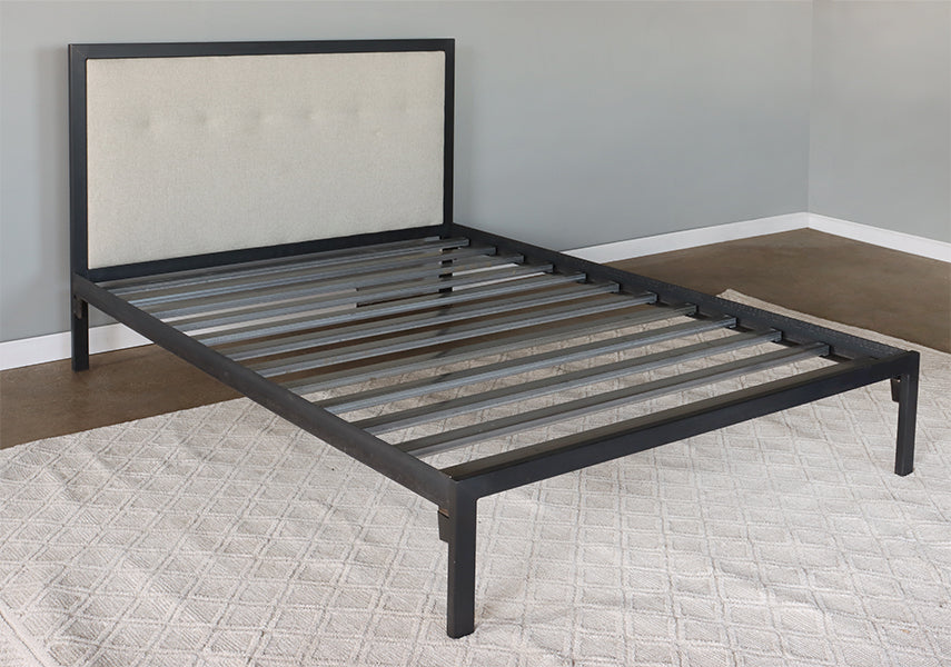 Natural Steel and Linen Parsons Style Queen Bed