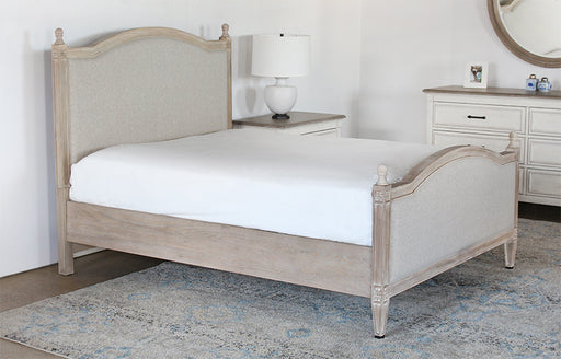 BED84 - Washed Elm Bed With Upholstered Headboard