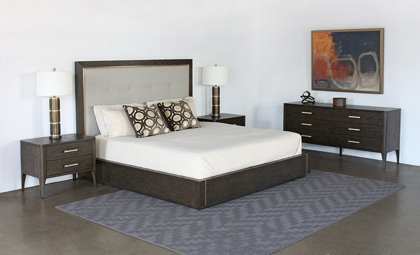 BED85 - Sable Brown King Bed With Panel Headboard 