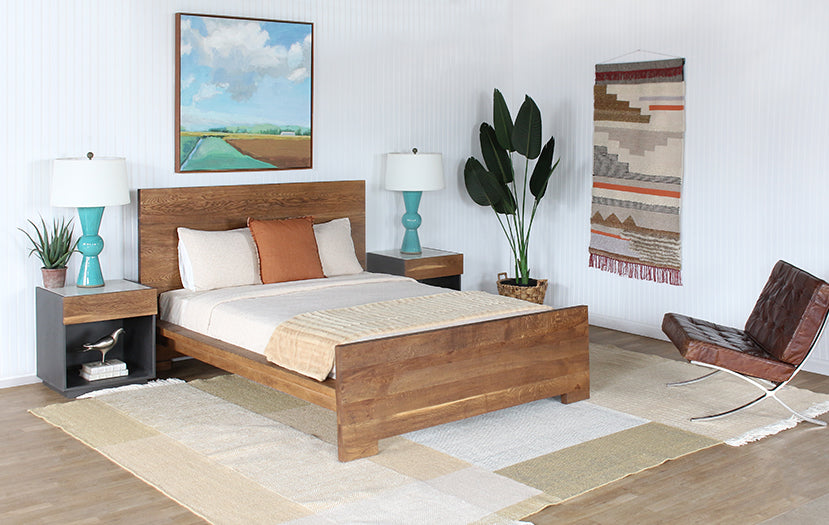 Dark Smoked Oak Queen Bed