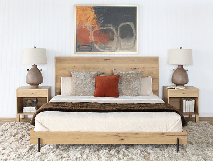 BED92 - Light Oak Plank King Bed