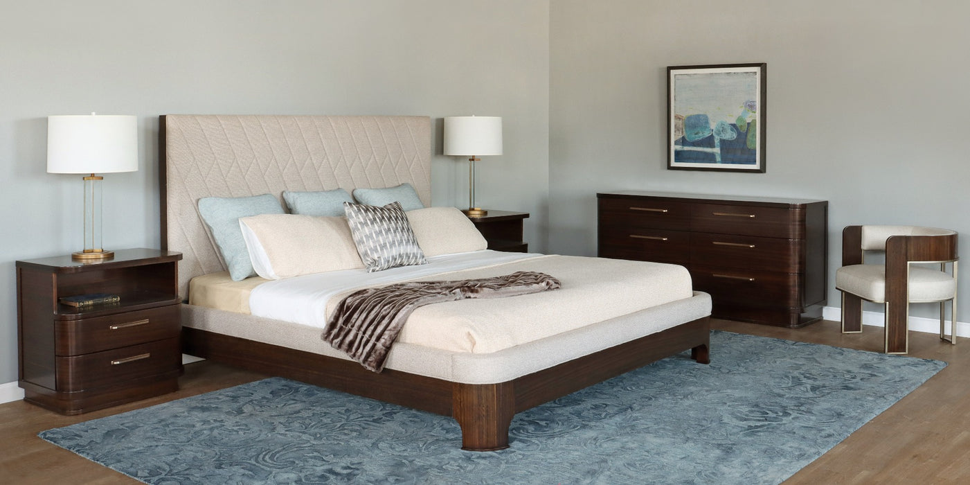 Neutral Tweed w/ Dark Eucalyptus Wood King Bed