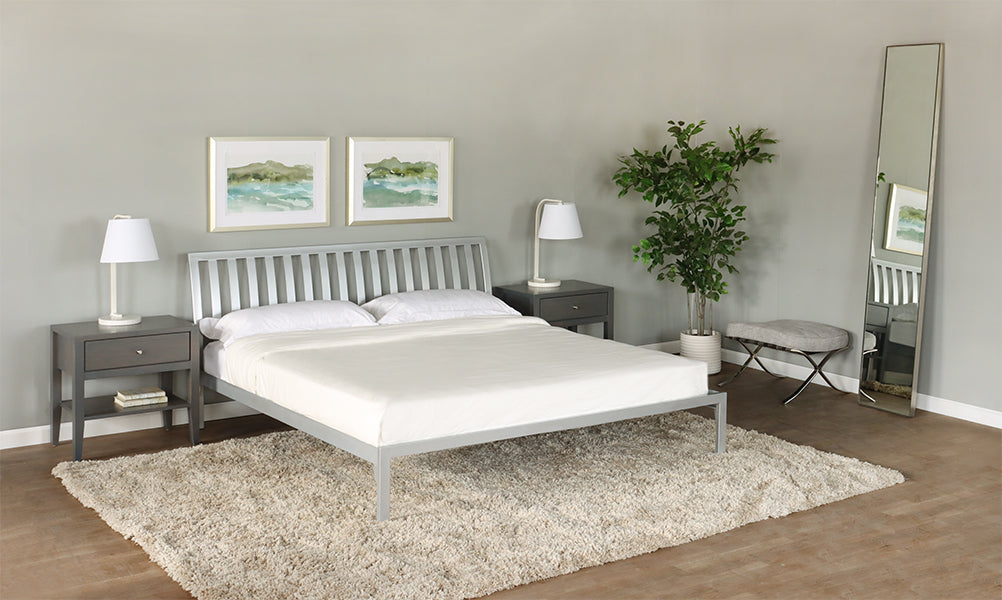 Metal Slat Back King Size Platform Bed