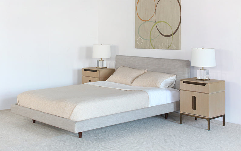 BED87 - Clay Taupe Linen Queen Bed