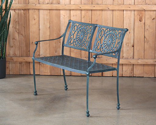 BH105 - Cast Iron Garden Bench W/ Verdigris Patina