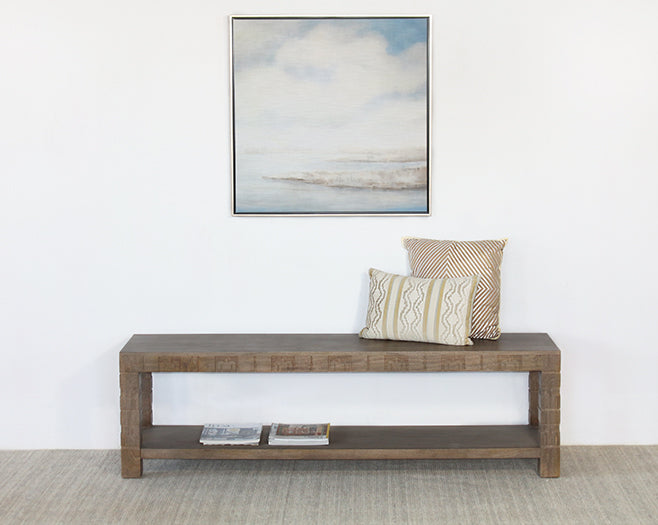 Brown Carved Accent Bench