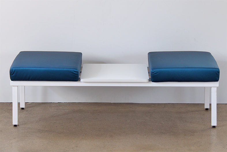Blue Double Seat Waiting Room Bench W/ Table
