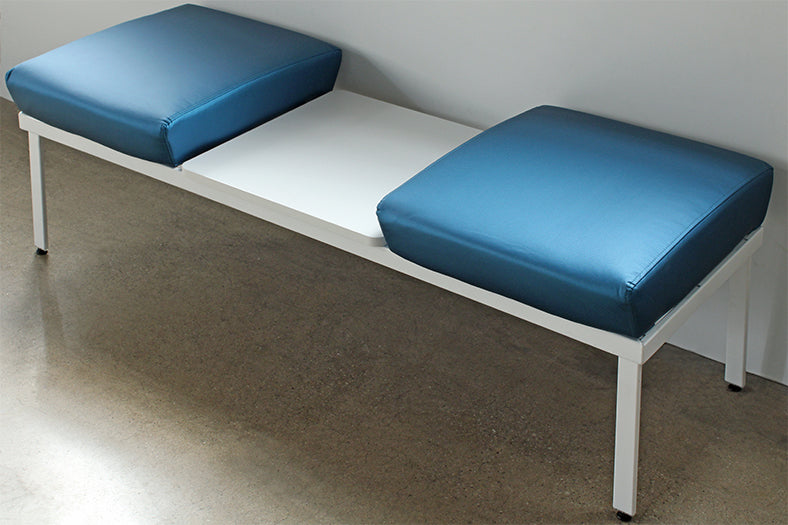 Blue Double Seat Waiting Room Bench W/ Table