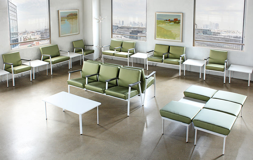 Green Double Seat Waiting Room Bench W/ Table