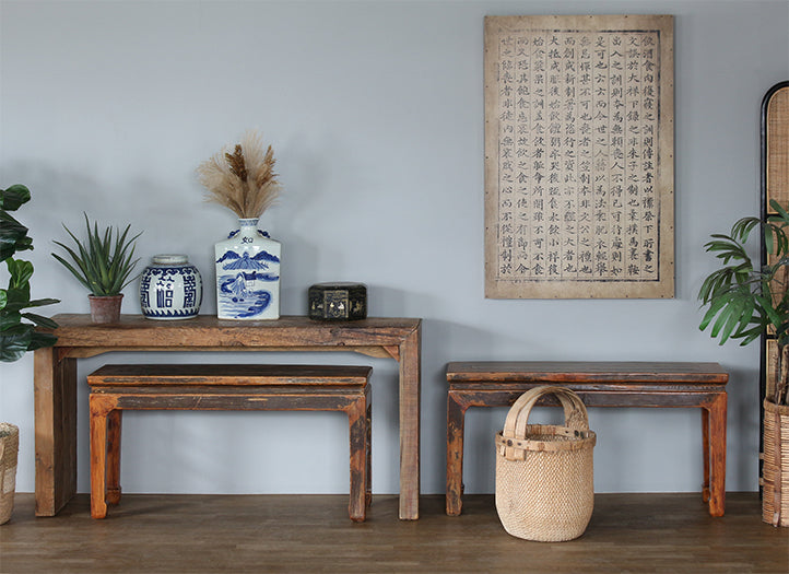 Set Of 2 Antique Chinese Benches, 19th Century