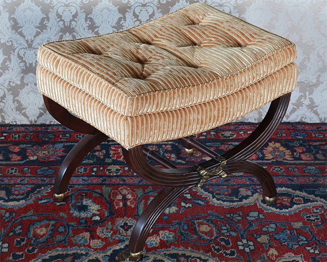 Set Of 2 Curule Vintage Benches