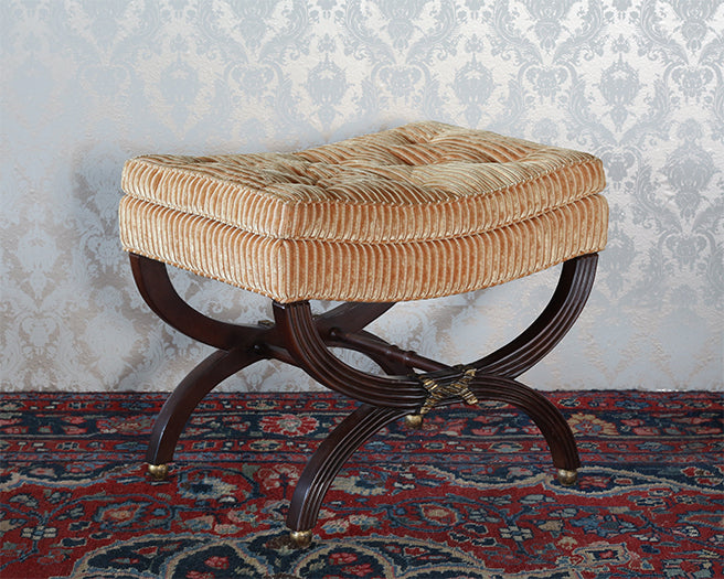 Set Of 2 Curule Vintage Benches