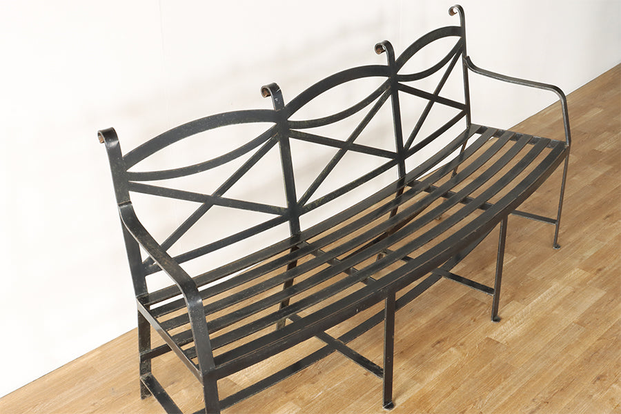 Custom Wrought Iron Regency Style Garden Bench