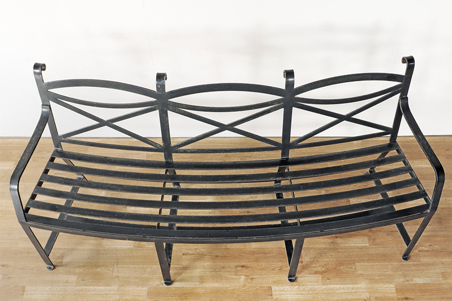 Custom Wrought Iron Regency Style Garden Bench