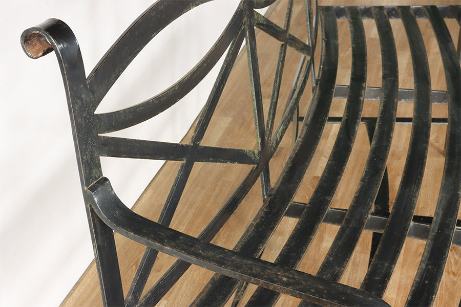 Custom Wrought Iron Regency Style Garden Bench