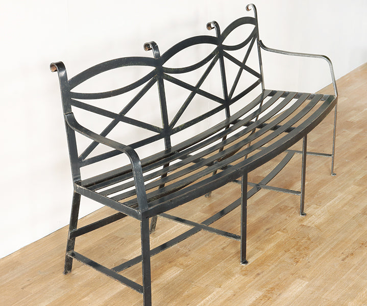 Custom Wrought Iron Regency Style Garden Bench