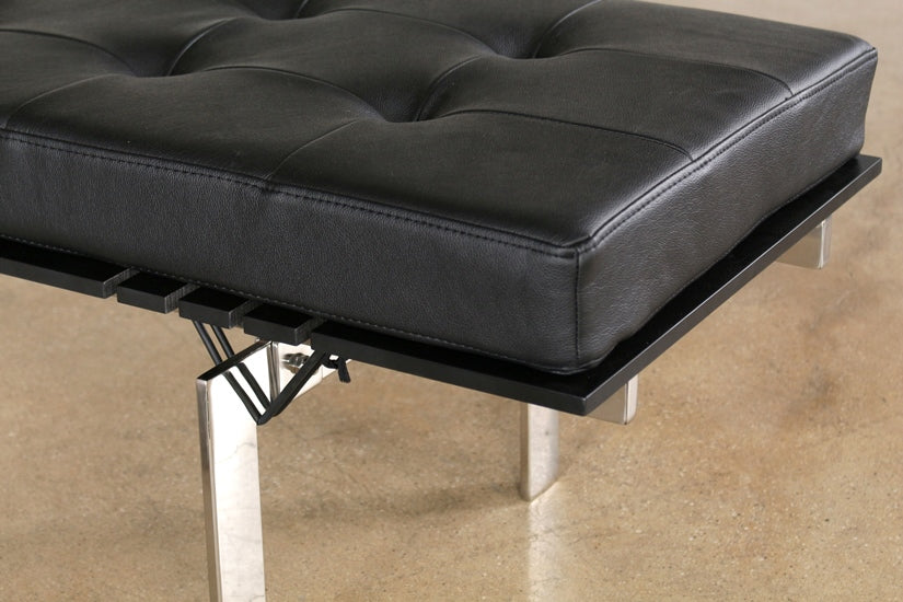 BH81 - 3 Seater Black Leather Bench