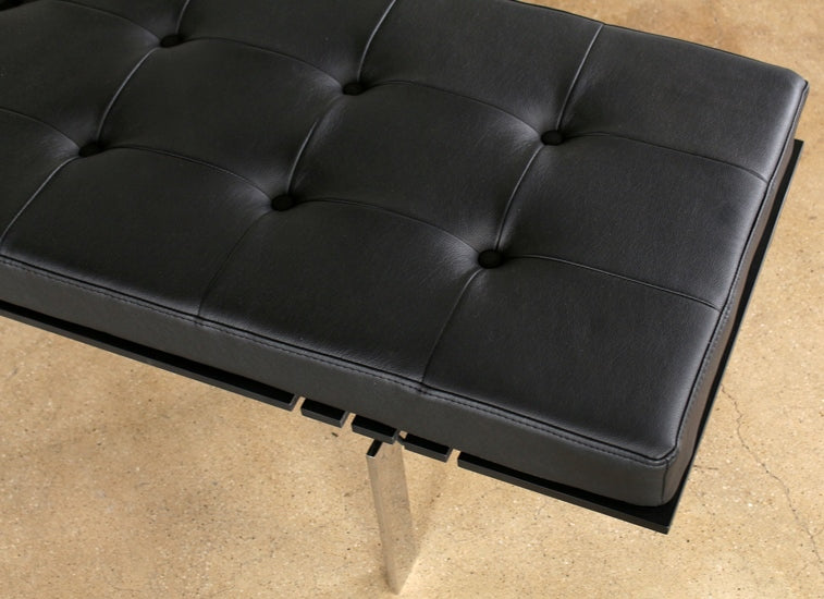 BH81 - 3 Seater Black Leather Bench